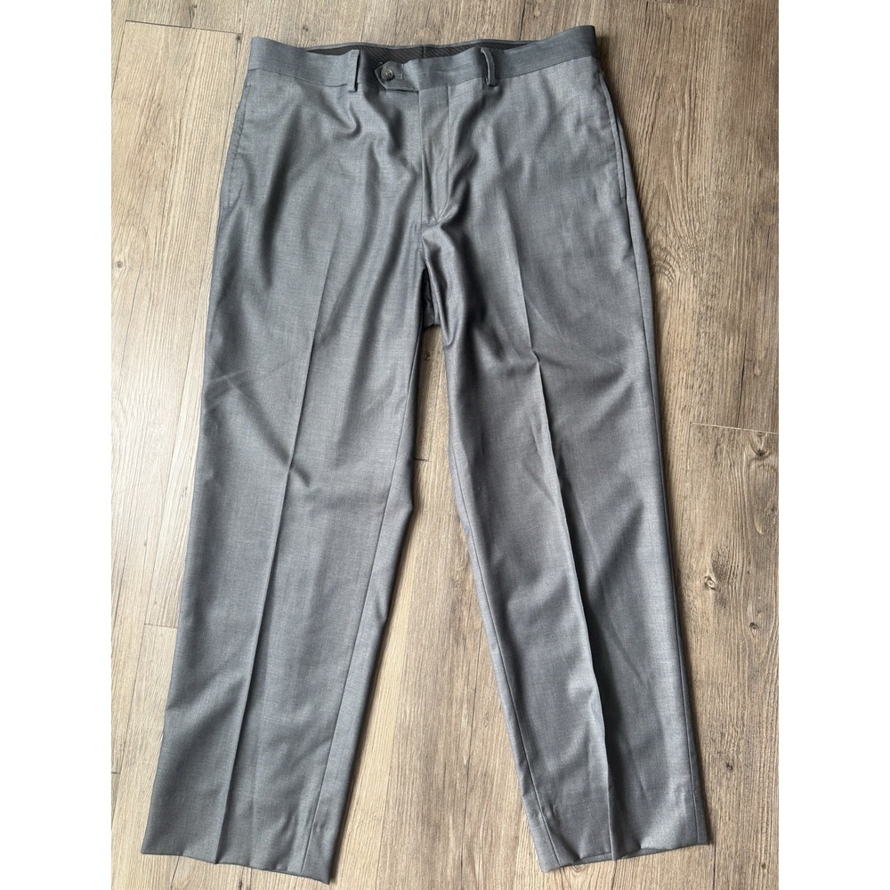 Pronto Uomo Dress Pants Men 34x30 Dark Gray Straight Flat Front Classic Workwear